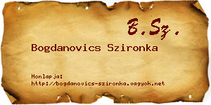 Bogdanovics Szironka névjegykártya
