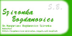 szironka bogdanovics business card